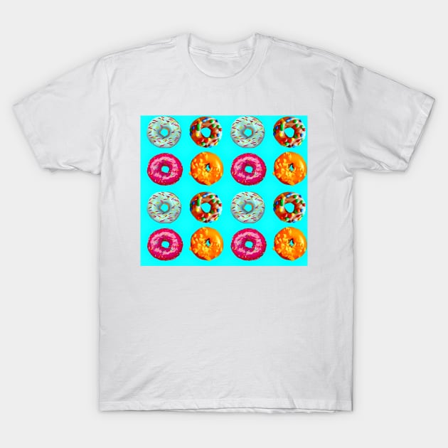 Donuts on blue T-Shirt by YamyMorrell